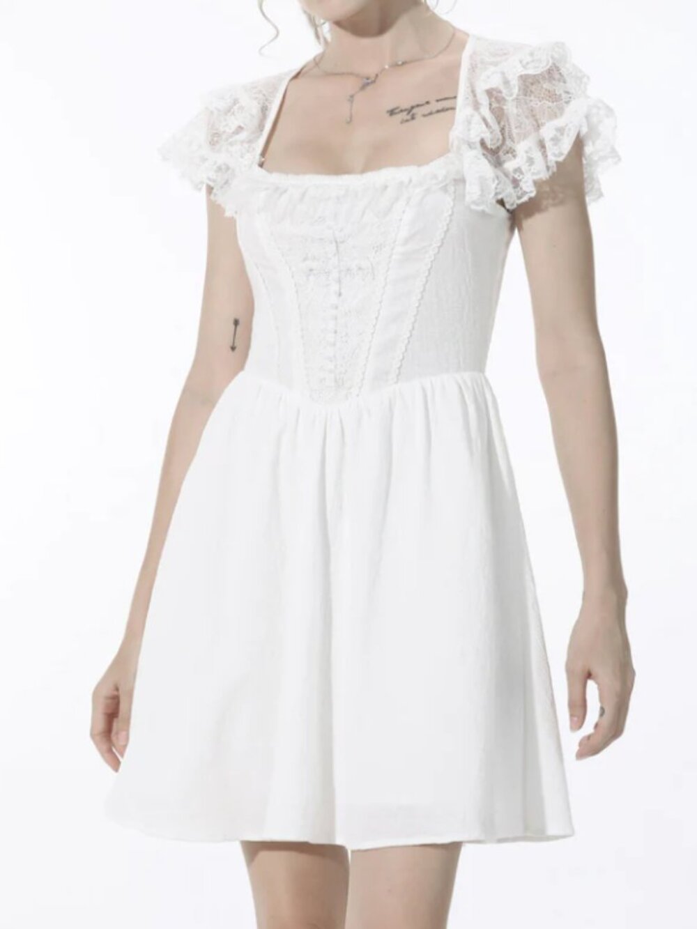 Dolls Kill Dark in Love Angelic White Cross Mini Dress